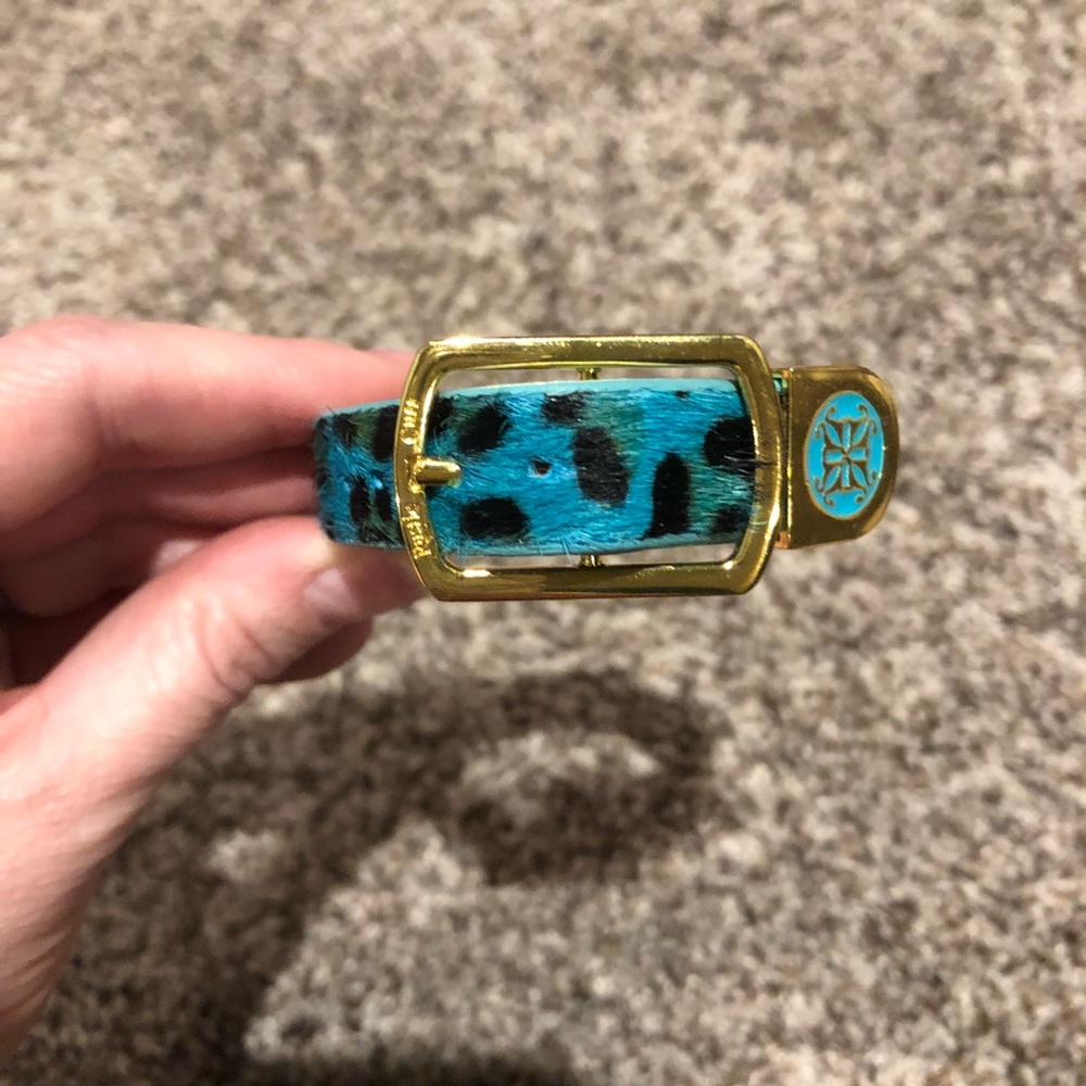 Teal cheetah or leopard rustic cuff wrap bracelet